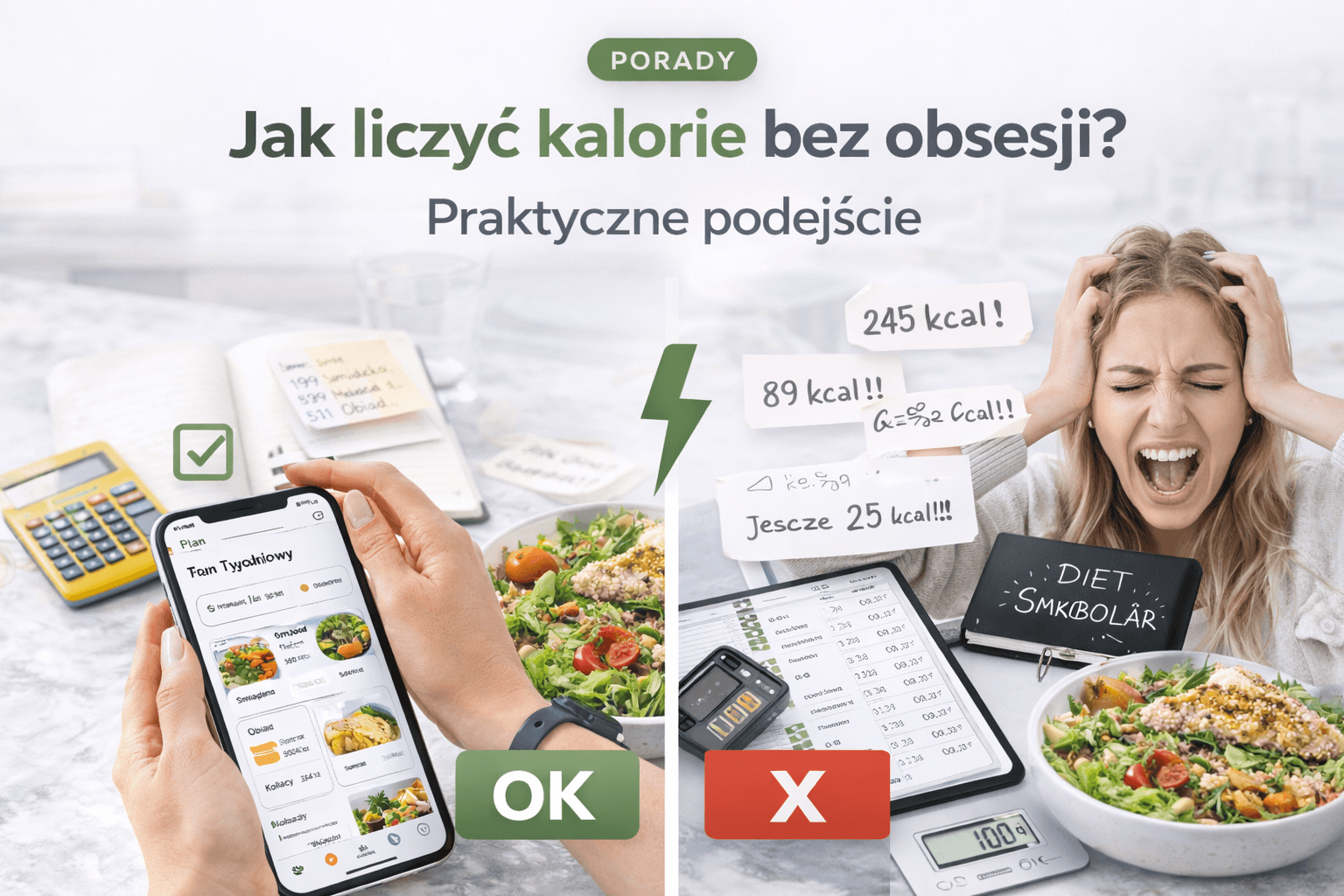 Liczenie kalorii w zdrowy sposób bez obsesji przy użyciu aplikacji dietetycznej
