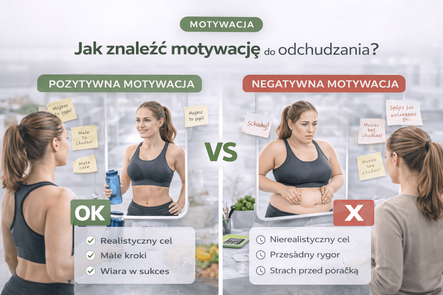 Porównanie pozytywnej i negatywnej motywacji w procesie odchudzania
